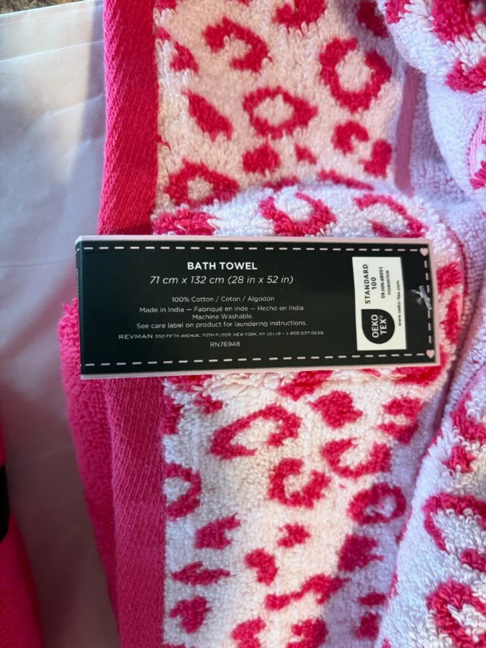 Betsey Johnson Pink Leopard 4 Pc Bath Towel Set Cotton NWT